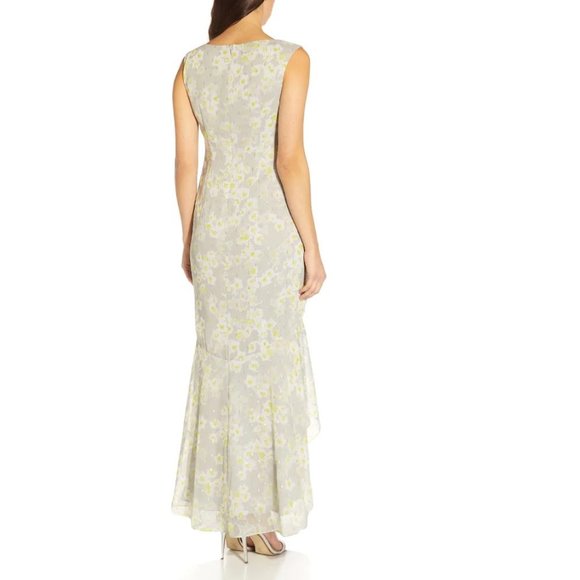 Adrianna Papell Womens High-Low Printed Sleeveless Long Maxi Gown Dress Size 4 - Picture 5 of 5